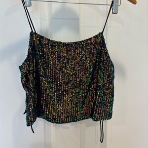 NWT Topshop Sequin Cami Crop Top with Side Ties Size 6